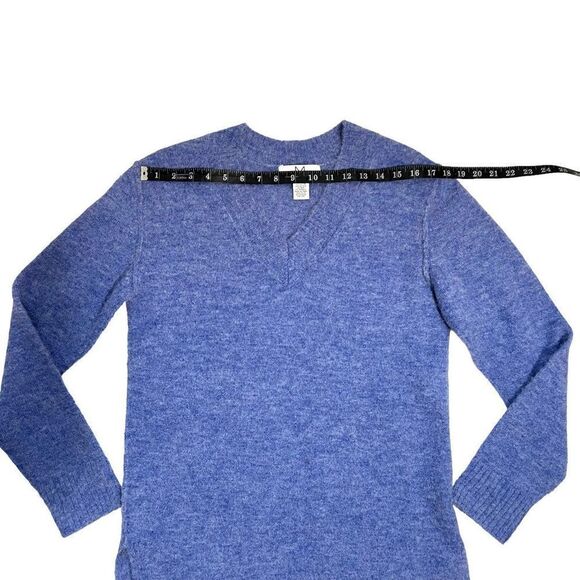 MAGASCHONI Small Oversized Alpaca Wool Blend Blue V-neck Sweater - Picture 8 of 10